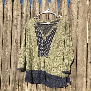 Lucky Brand Print Peasant Blouse